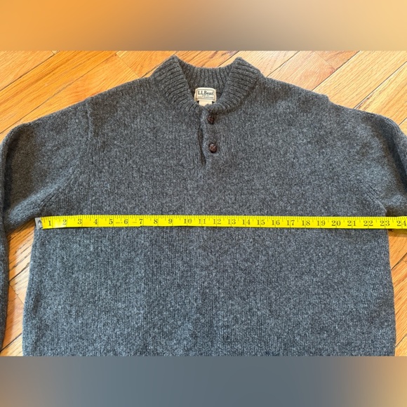LL Bean Sweater Mens Size XL Gray Classic Ragg Lambs Wool Henley Pullover Button - Picture 10 of 11
